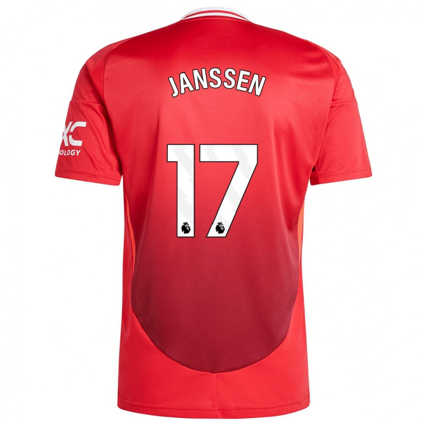 Danxen Dětské Dominique Janssen #17 Jasně Červená Domů Hráčské Dresy 2024/25 Dres