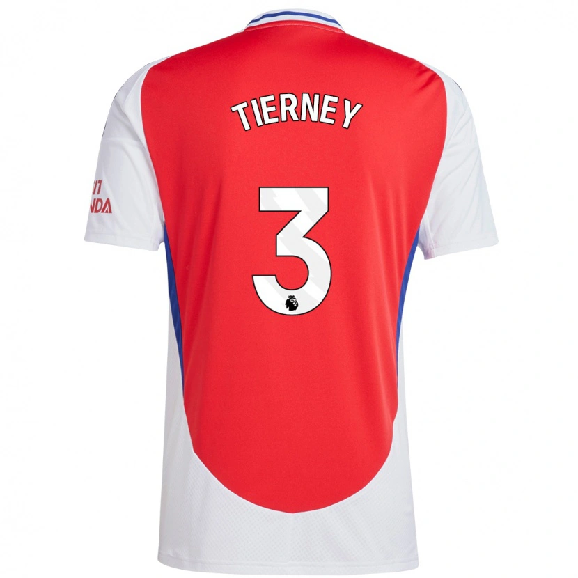 Danxen Dětské Kieran Tierney #3 Červená Bílá Domů Hráčské Dresy 2024/25 Dres