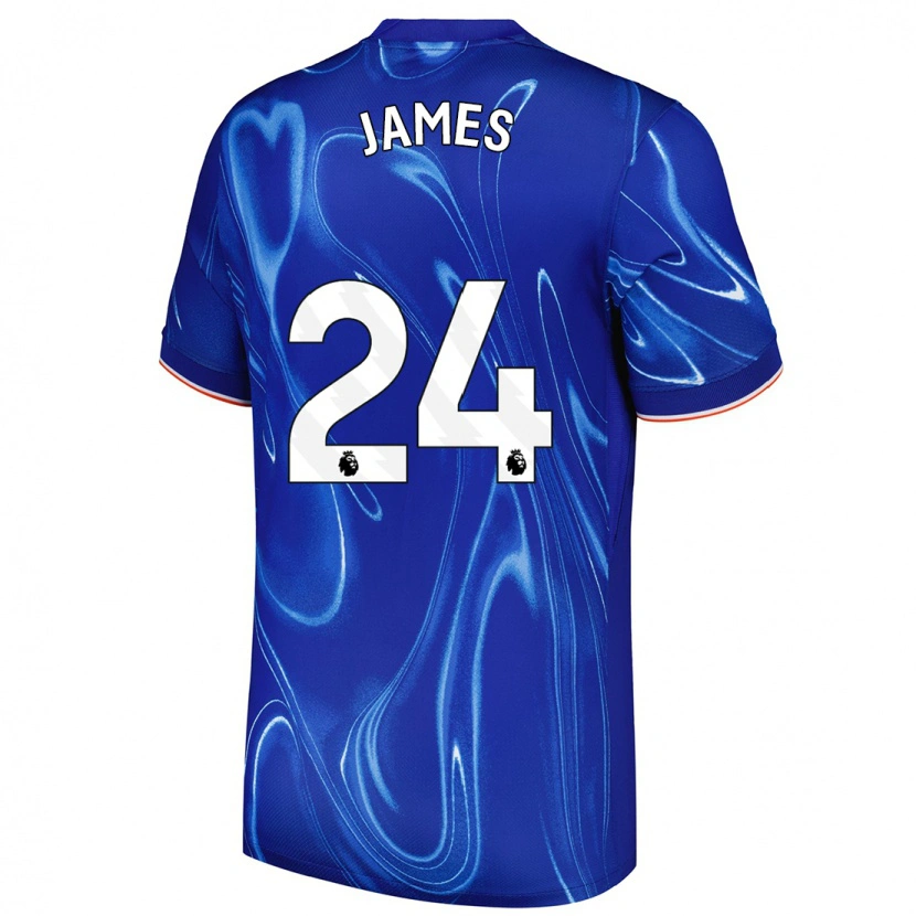 Danxen Dětské Reece James #24 Modrá Bílá Domů Hráčské Dresy 2024/25 Dres