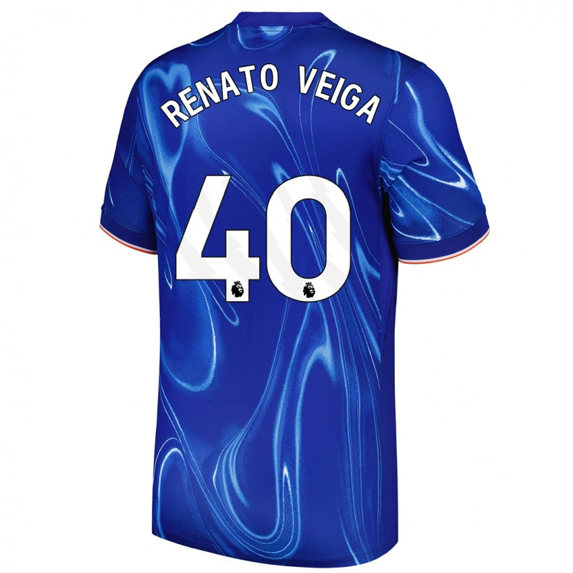 Danxen Dětské Renato Veiga #40 Modrá Bílá Domů Hráčské Dresy 2024/25 Dres