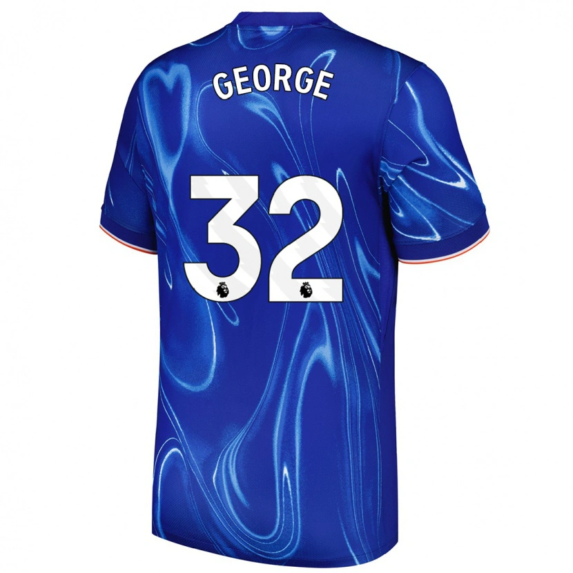 Danxen Dětské Tyrique George #32 Modrá Bílá Domů Hráčské Dresy 2024/25 Dres