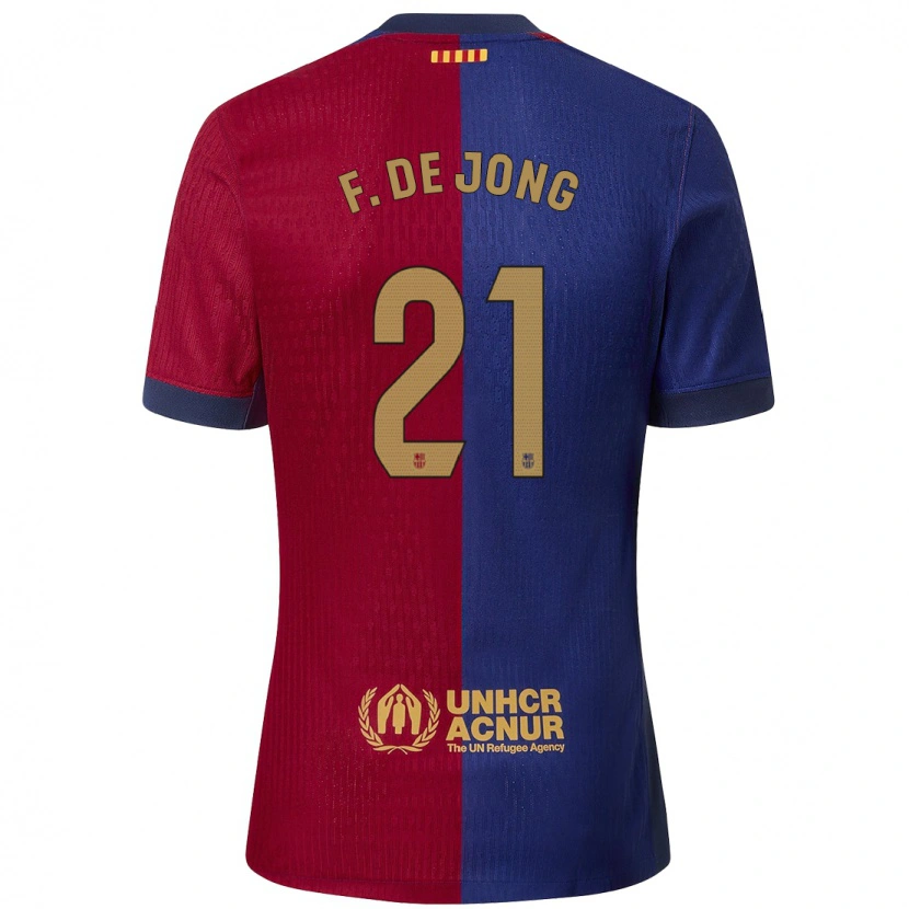 Danxen Dětské Frenkie De Jong #21 Modrá Červená Domů Hráčské Dresy 2024/25 Dres