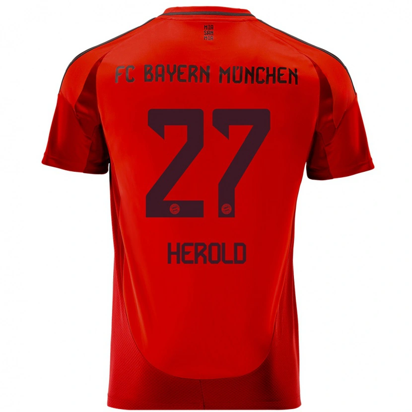 Danxen Dětské David Herold #27 Červený Domů Hráčské Dresy 2024/25 Dres