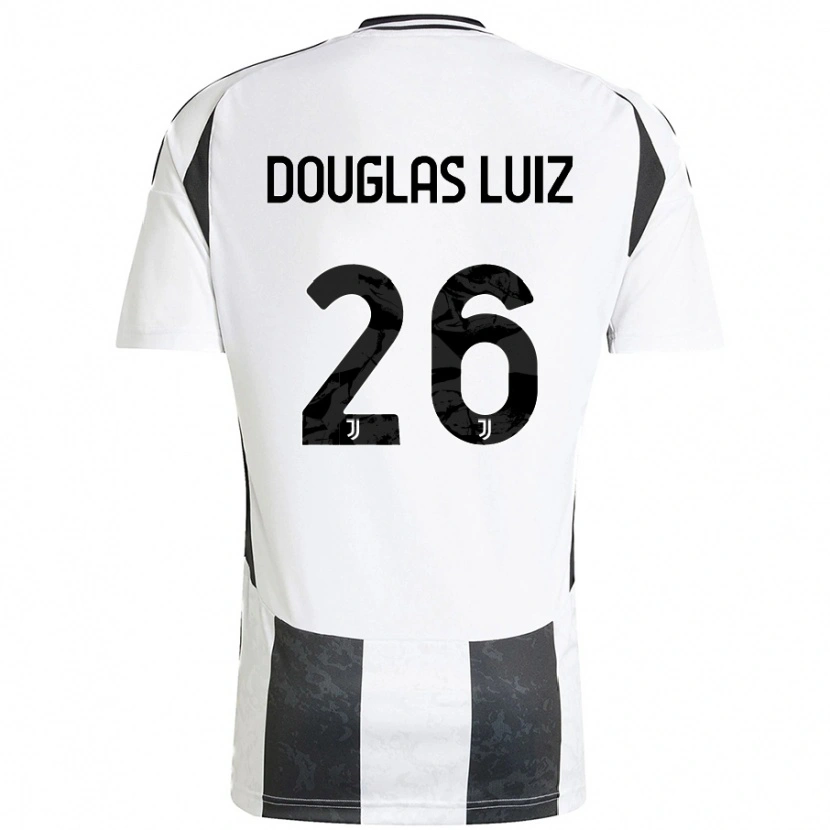 Danxen Dětské Douglas Luiz #26 Bílá Černá Domů Hráčské Dresy 2024/25 Dres