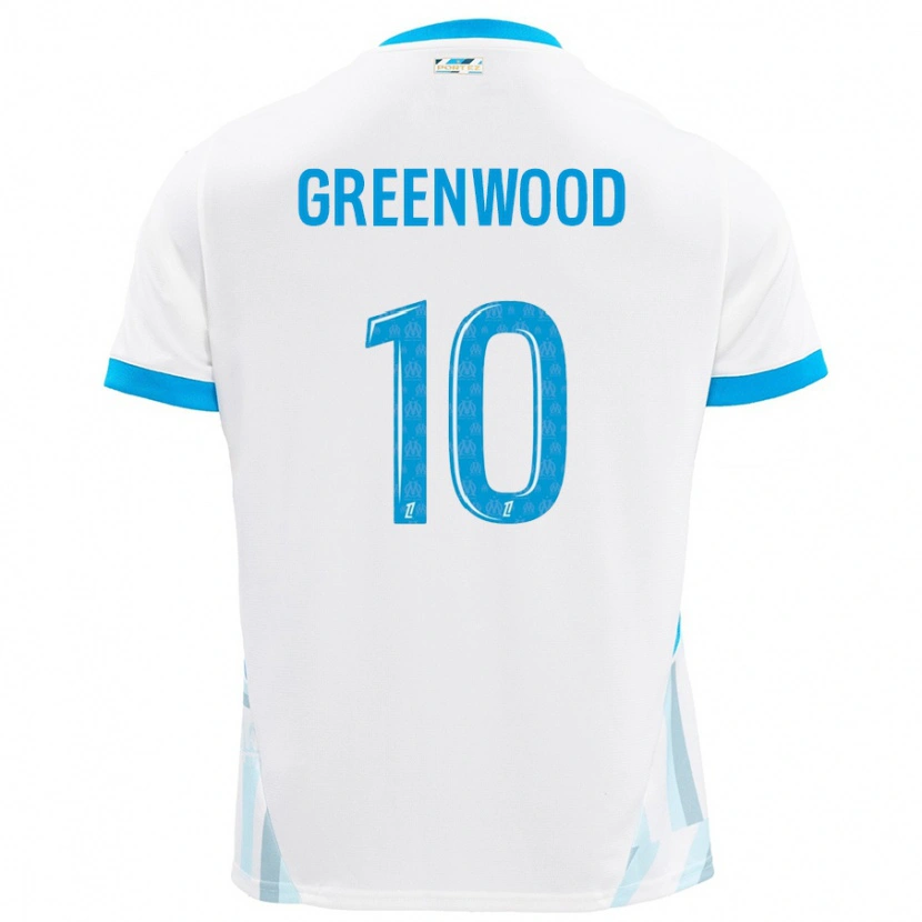 Danxen Dětské Mason Greenwood #10 Bílá Nebesky Modrá Domů Hráčské Dresy 2024/25 Dres