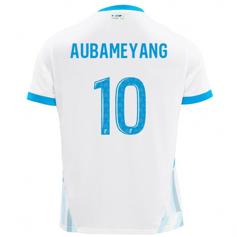 Danxen Dětské Pierre-Emerick Aubameyang #10 Bílá Nebesky Modrá Domů Hráčské Dresy 2024/25 Dres