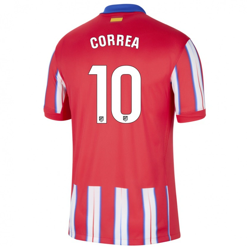 Danxen Dětské Ángel Correa #10 Červená Bílá Modrá Domů Hráčské Dresy 2024/25 Dres