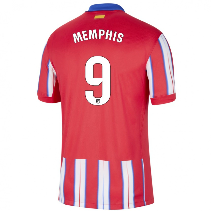 Danxen Dětské Memphis Depay #9 Červená Bílá Modrá Domů Hráčské Dresy 2024/25 Dres