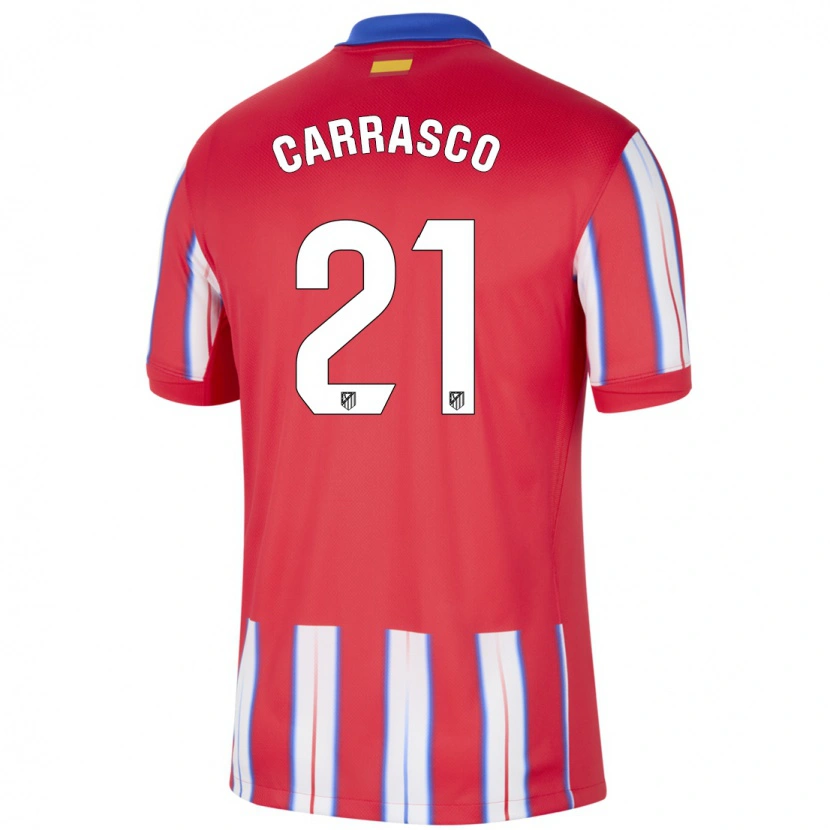 Danxen Dětské Yannick Carrasco #21 Červená Bílá Modrá Domů Hráčské Dresy 2024/25 Dres