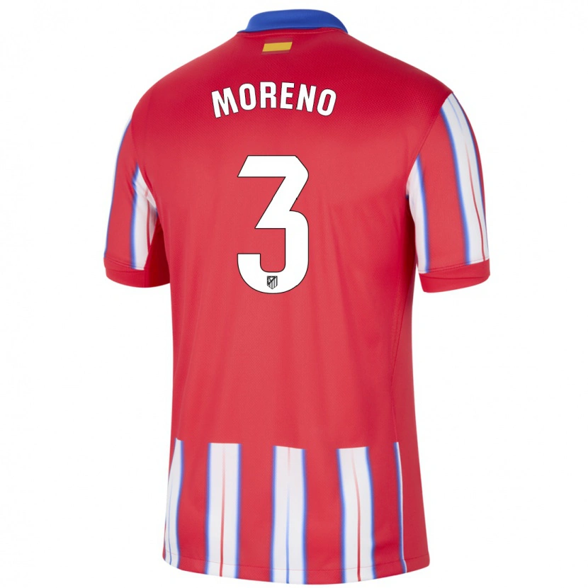 Danxen Dětské Marco Moreno #3 Červená Bílá Modrá Domů Hráčské Dresy 2024/25 Dres