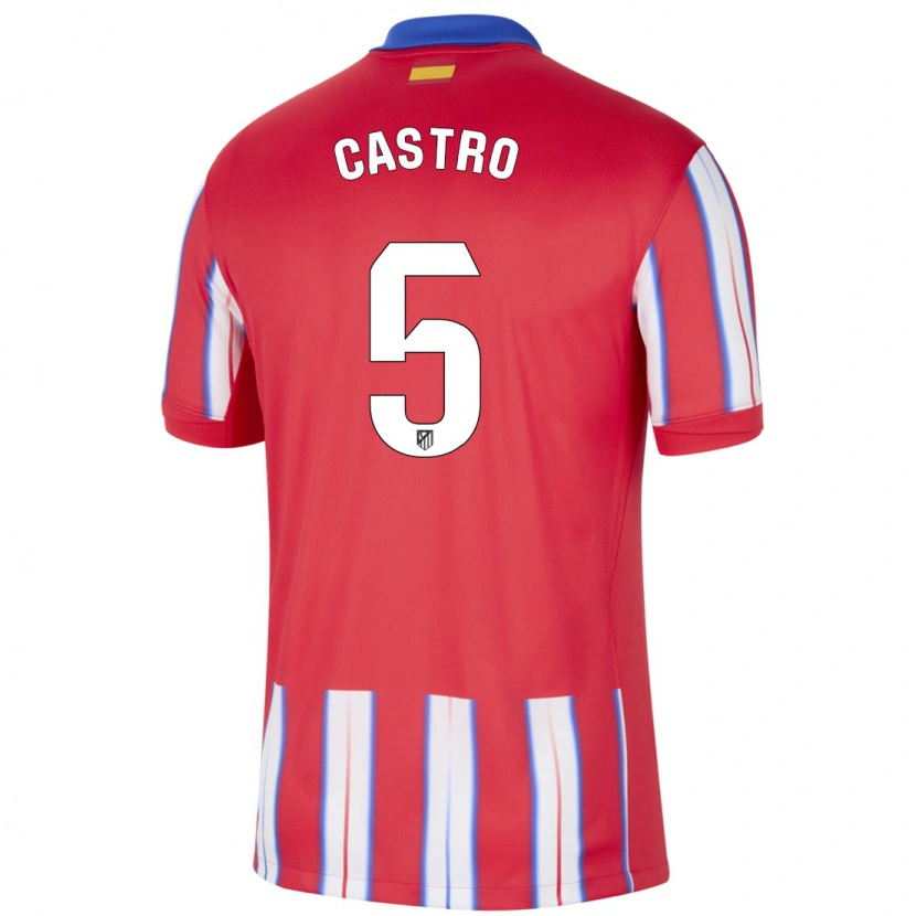 Danxen Dětské Oscar Castro #5 Červená Bílá Modrá Domů Hráčské Dresy 2024/25 Dres