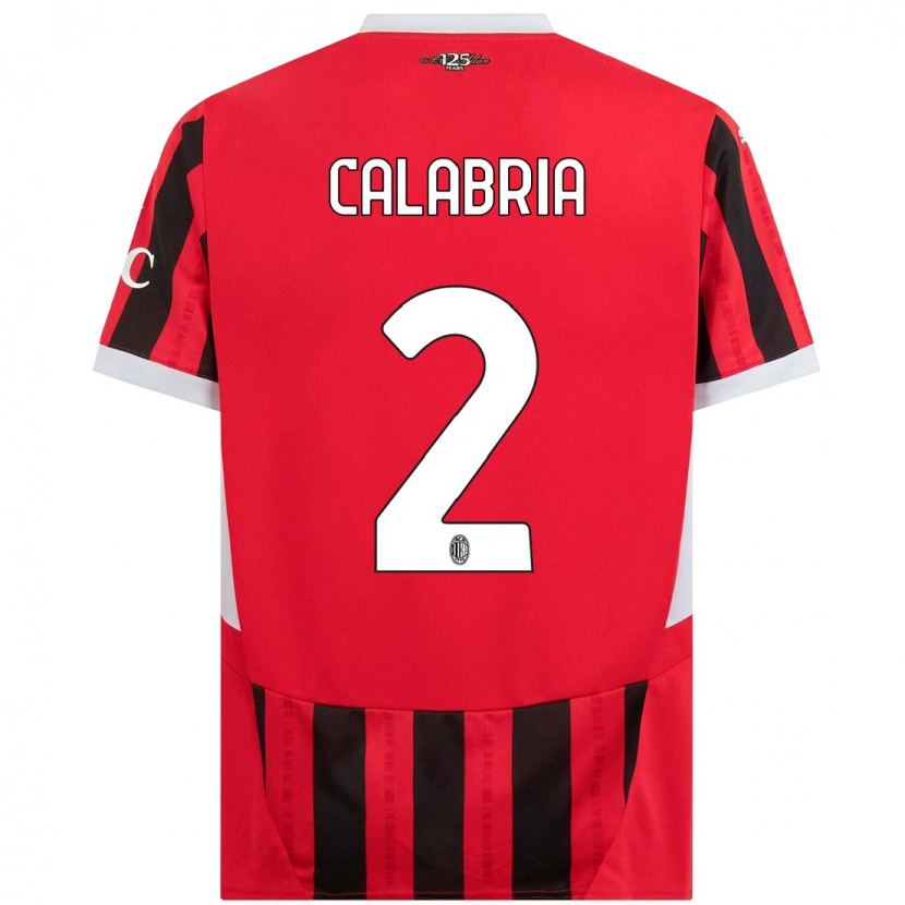 Danxen Dětské Davide Calabria #2 Červená Černá Domů Hráčské Dresy 2024/25 Dres