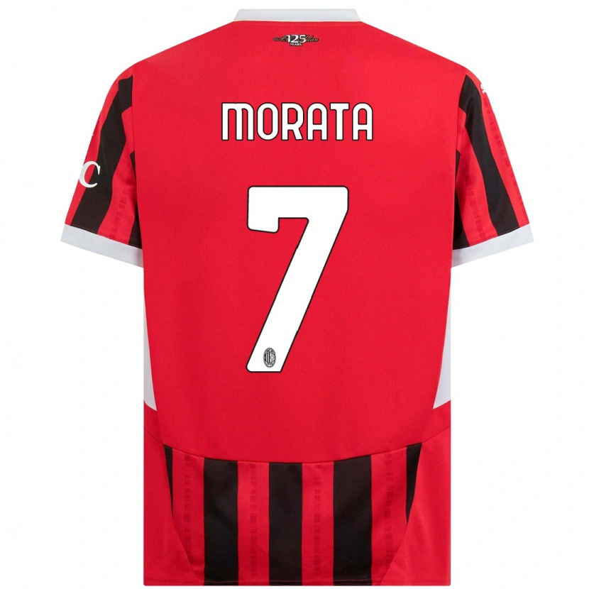 Danxen Dětské Álvaro Morata #7 Červená Černá Domů Hráčské Dresy 2024/25 Dres