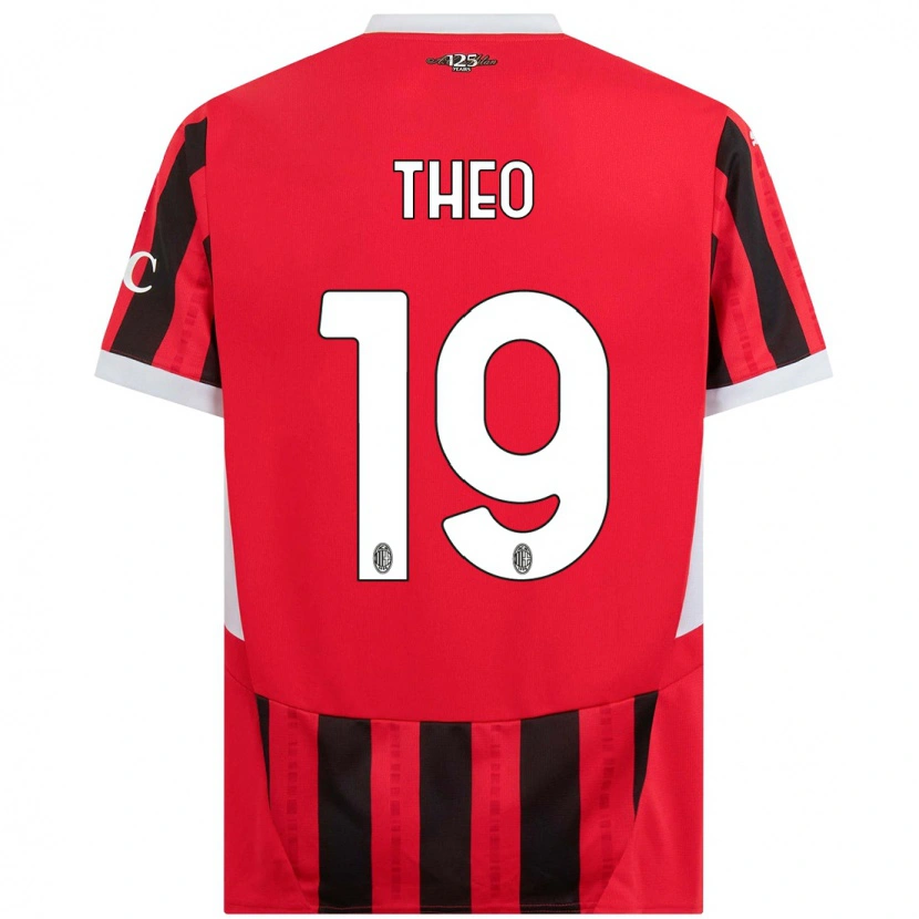 Danxen Dětské Theo Hernández #19 Červená Černá Domů Hráčské Dresy 2024/25 Dres