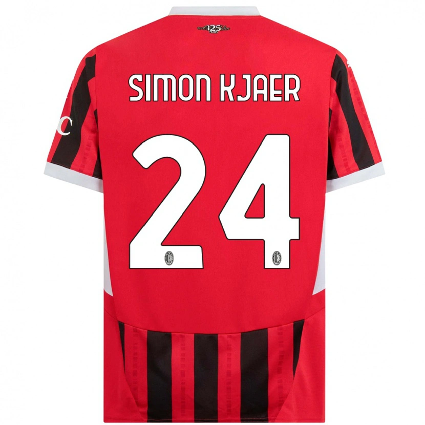 Danxen Dětské Simon Kjaer #24 Červená Černá Domů Hráčské Dresy 2024/25 Dres