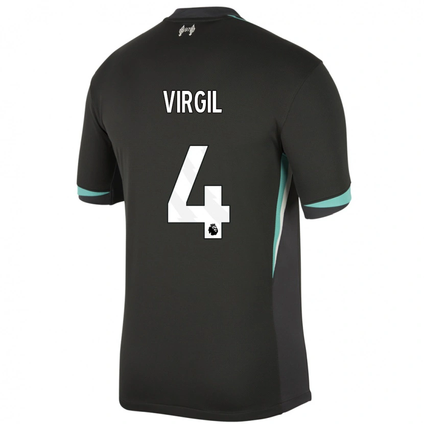 Danxen Dětské Virgil Van Dijk #4 Černá Antracitově Bílá Daleko Hráčské Dresy 2024/25 Dres