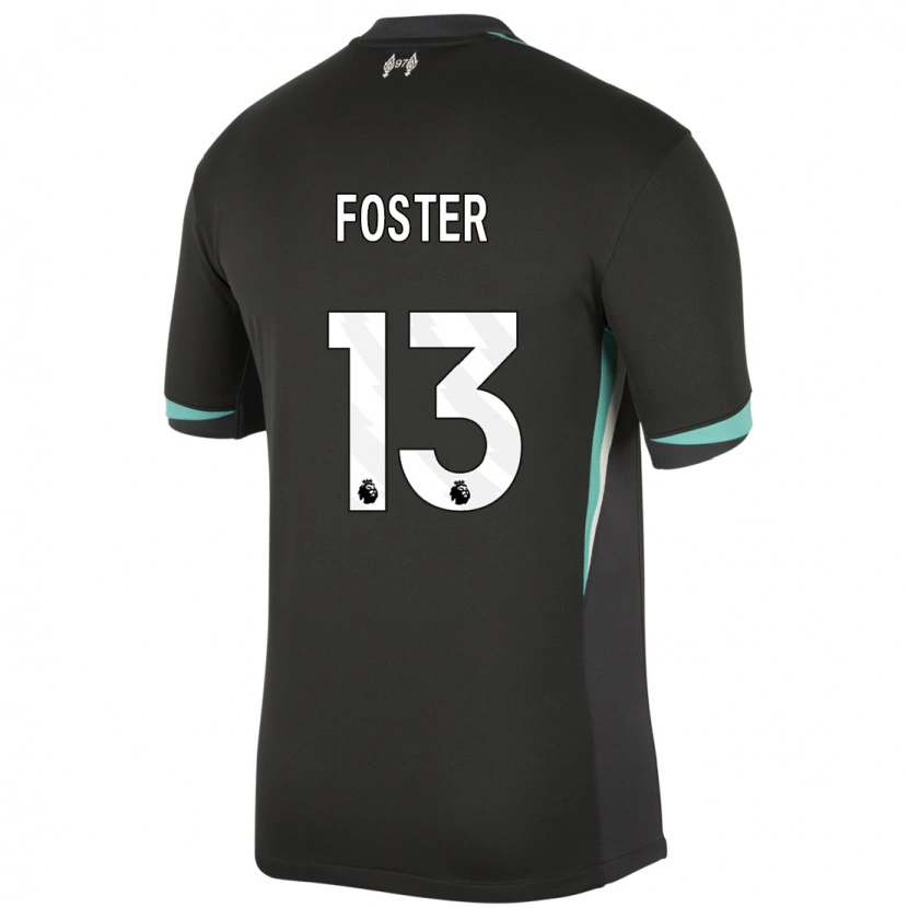 Danxen Dětské Rylee Foster #13 Černá Antracitově Bílá Daleko Hráčské Dresy 2024/25 Dres