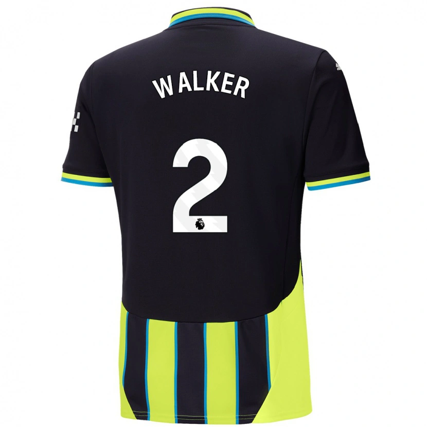 Danxen Dětské Kyle Walker #2 Modrá Žlutá Daleko Hráčské Dresy 2024/25 Dres