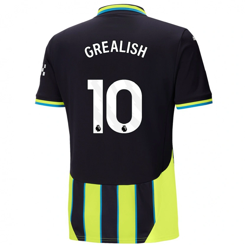 Danxen Dětské Jack Grealish #10 Modrá Žlutá Daleko Hráčské Dresy 2024/25 Dres