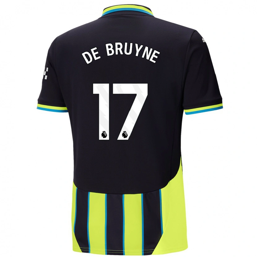 Danxen Dětské Kevin De Bruyne #17 Modrá Žlutá Daleko Hráčské Dresy 2024/25 Dres