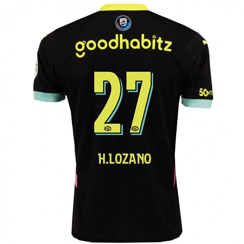 Danxen Dětské Hirving Lozano #27 Černá Žlutá Daleko Hráčské Dresy 2024/25 Dres