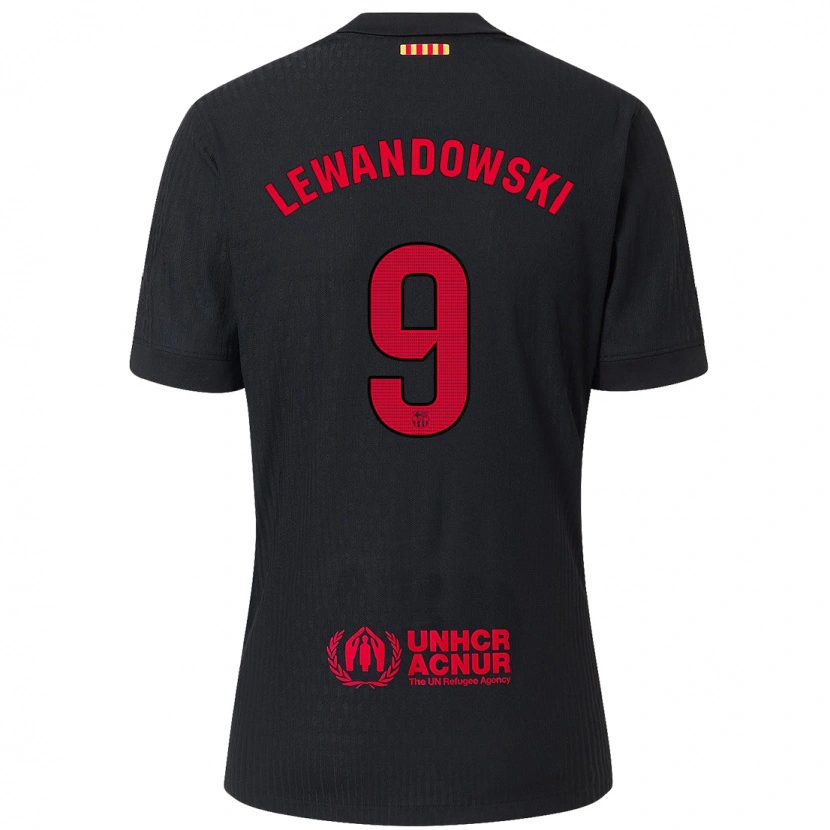 Danxen Dětské Robert Lewandowski #9 Černá Červená Daleko Hráčské Dresy 2024/25 Dres