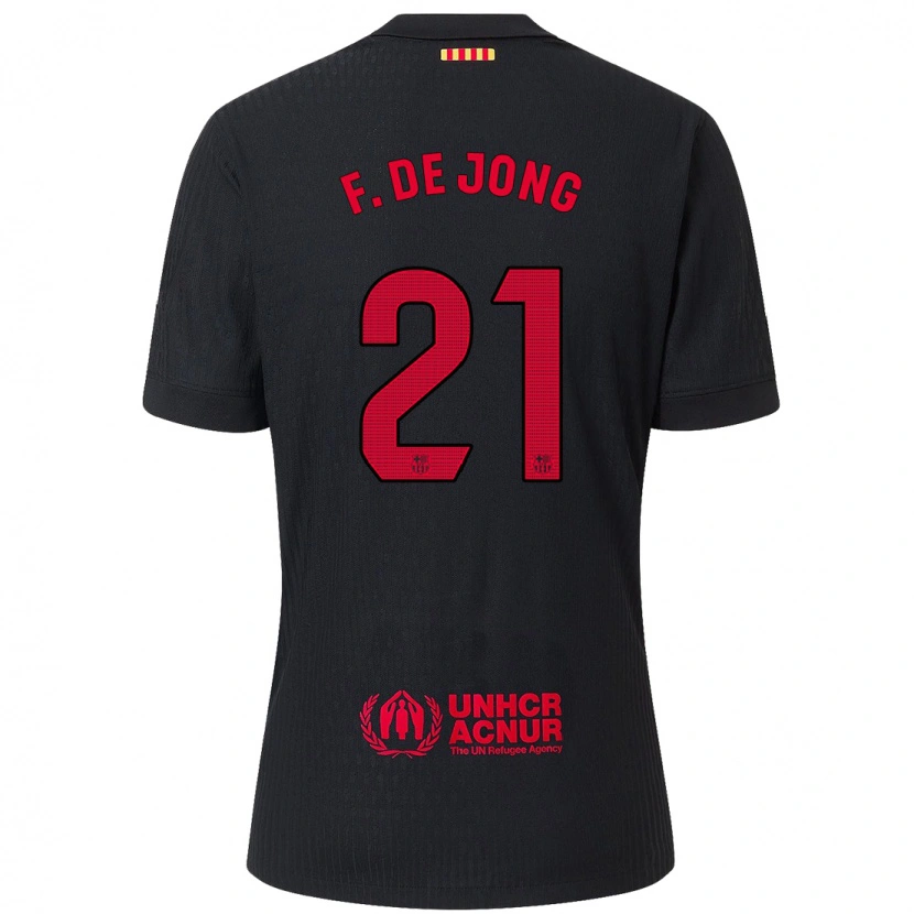 Danxen Dětské Frenkie De Jong #21 Černá Červená Daleko Hráčské Dresy 2024/25 Dres