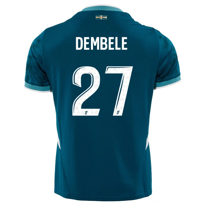 Danxen Dětské Coumba Dembélé #27 Tyrkysově Modré Daleko Hráčské Dresy 2024/25 Dres