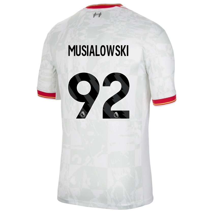 Danxen Dětské Mateusz Musialowski #92 Bílá Červená Černá Třetí Hráčské Dresy 2024/25 Dres