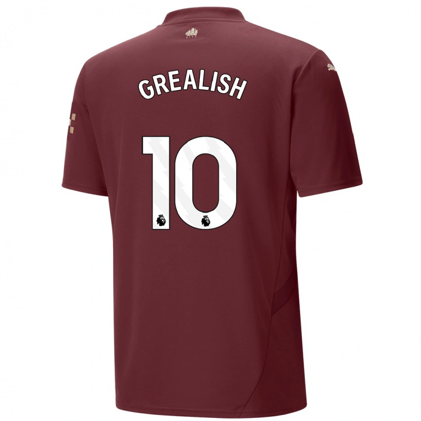 Danxen Dětské Jack Grealish #10 Kaštanové Třetí Hráčské Dresy 2024/25 Dres