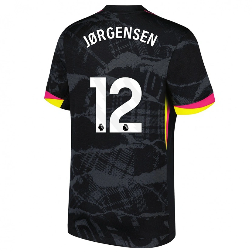 Danxen Dětské Filip Jørgensen #12 Černá Růžová Třetí Hráčské Dresy 2024/25 Dres