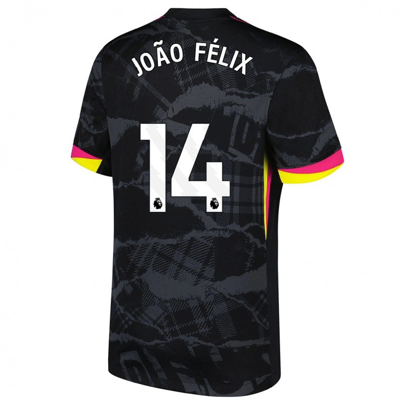 Danxen Dětské João Félix #14 Černá Růžová Třetí Hráčské Dresy 2024/25 Dres