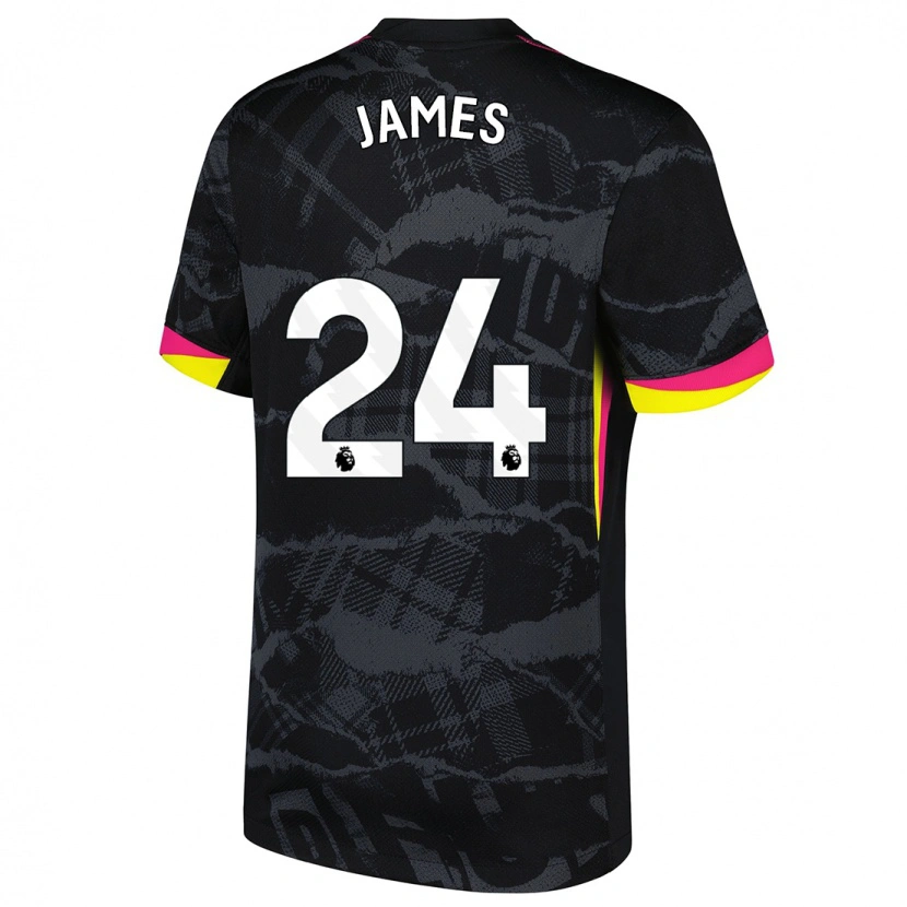 Danxen Dětské Reece James #24 Černá Růžová Třetí Hráčské Dresy 2024/25 Dres