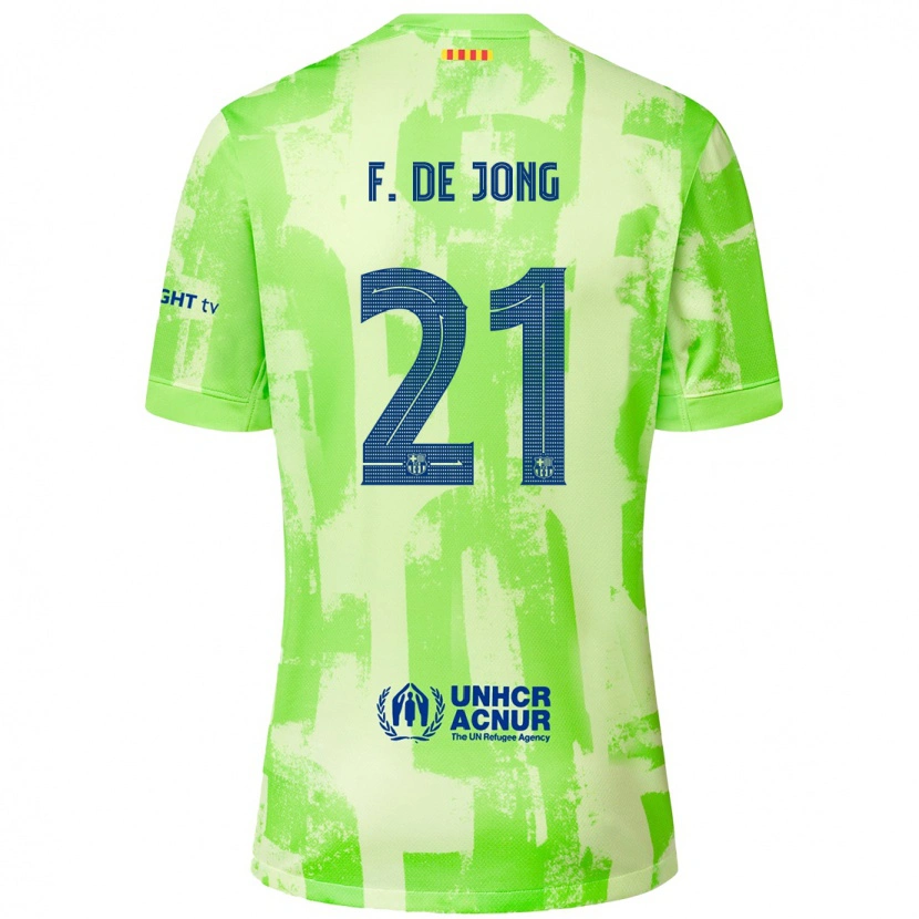 Danxen Dětské Frenkie De Jong #21 Vápno Třetí Hráčské Dresy 2024/25 Dres