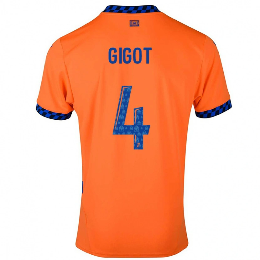 Danxen Dětské Samuel Gigot #4 Oranžová Tmavě Modrá Třetí Hráčské Dresy 2024/25 Dres