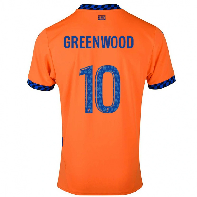 Danxen Dětské Mason Greenwood #10 Oranžová Tmavě Modrá Třetí Hráčské Dresy 2024/25 Dres