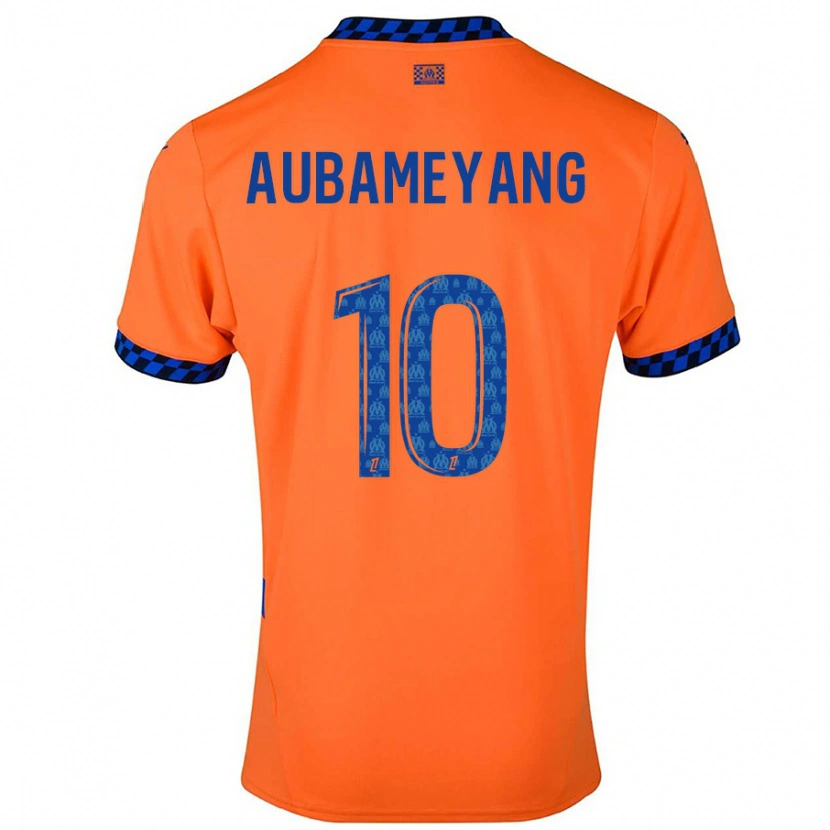 Danxen Dětské Pierre-Emerick Aubameyang #10 Oranžová Tmavě Modrá Třetí Hráčské Dresy 2024/25 Dres