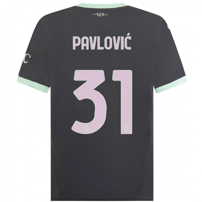 Danxen Dětské Strahinja Pavlović #31 Šedá Třetí Hráčské Dresy 2024/25 Dres