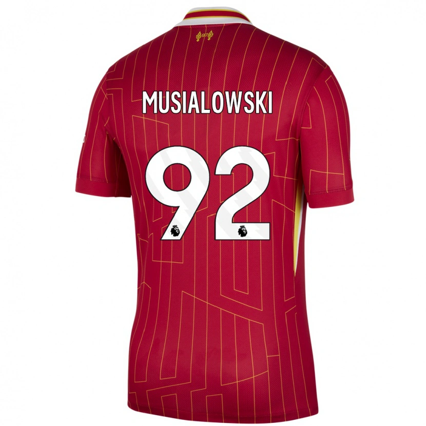 Danxen Pánské Mateusz Musialowski #92 Červená Žlutá Bílá Domů Hráčské Dresy 2024/25 Dres