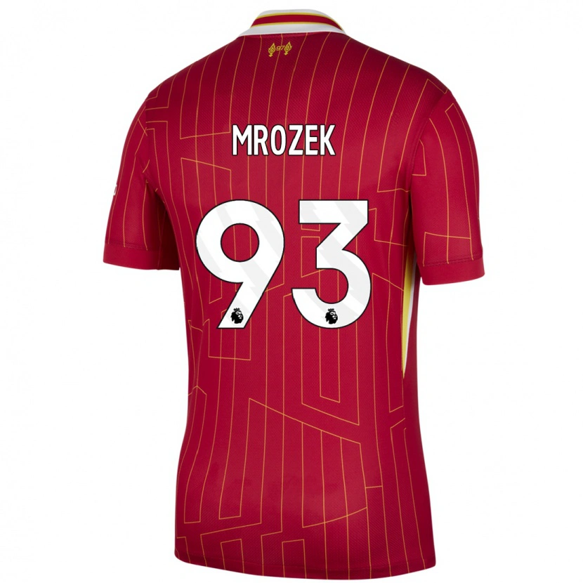 Danxen Pánské Fabian Mrozek #93 Červená Žlutá Bílá Domů Hráčské Dresy 2024/25 Dres