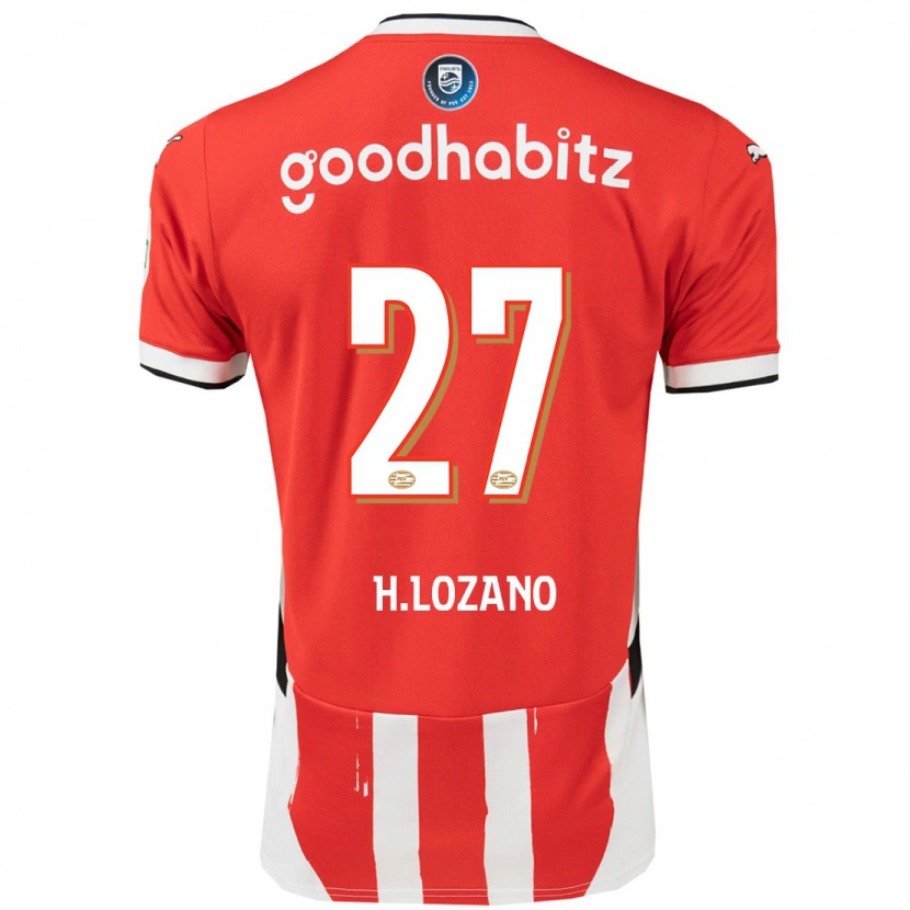 Danxen Pánské Hirving Lozano #27 Červená Bílá Domů Hráčské Dresy 2024/25 Dres