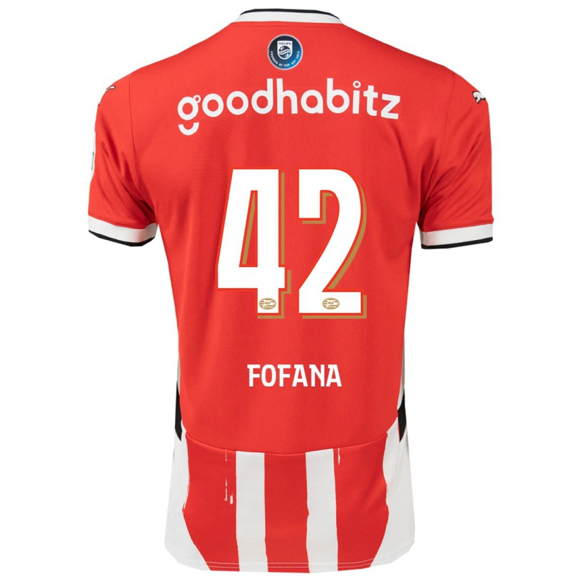 Danxen Pánské Fodé Fofana #42 Červená Bílá Domů Hráčské Dresy 2024/25 Dres