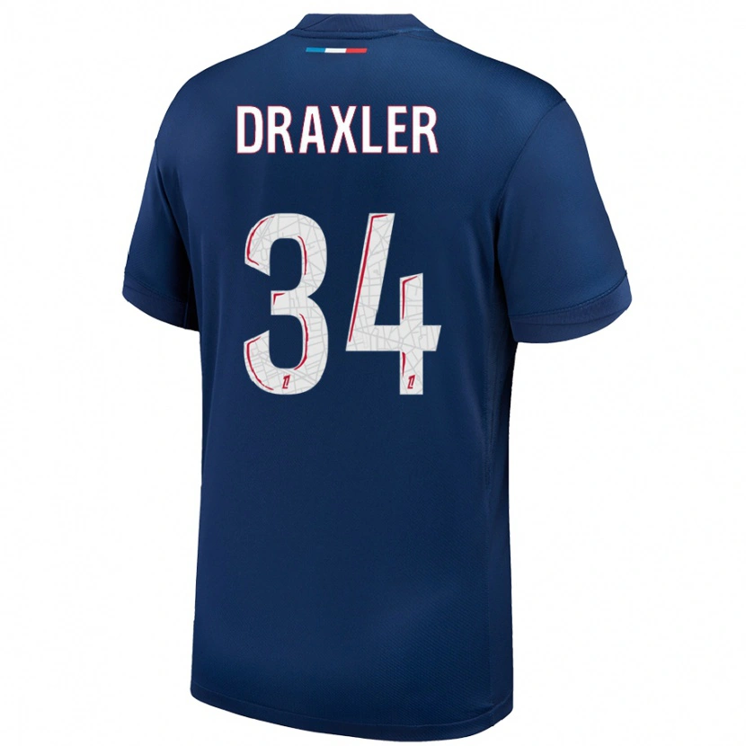 Danxen Pánské Julian Draxler #34 Námořnická Modrá Bílá Domů Hráčské Dresy 2024/25 Dres