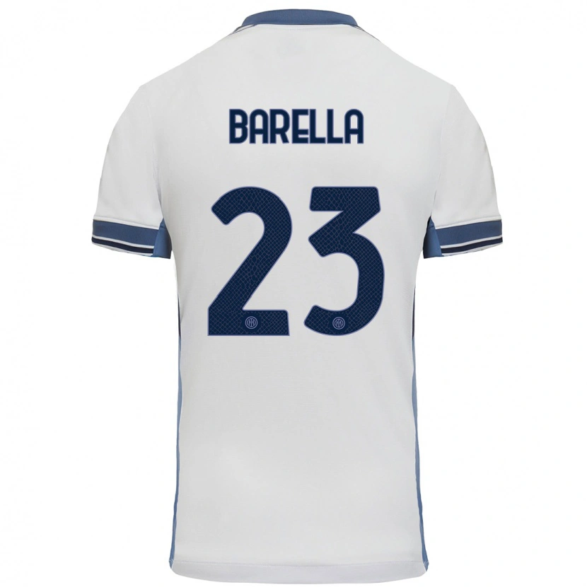 Danxen Pánské Nicolò Barella #23 Bílá Šedá Daleko Hráčské Dresy 2024/25 Dres