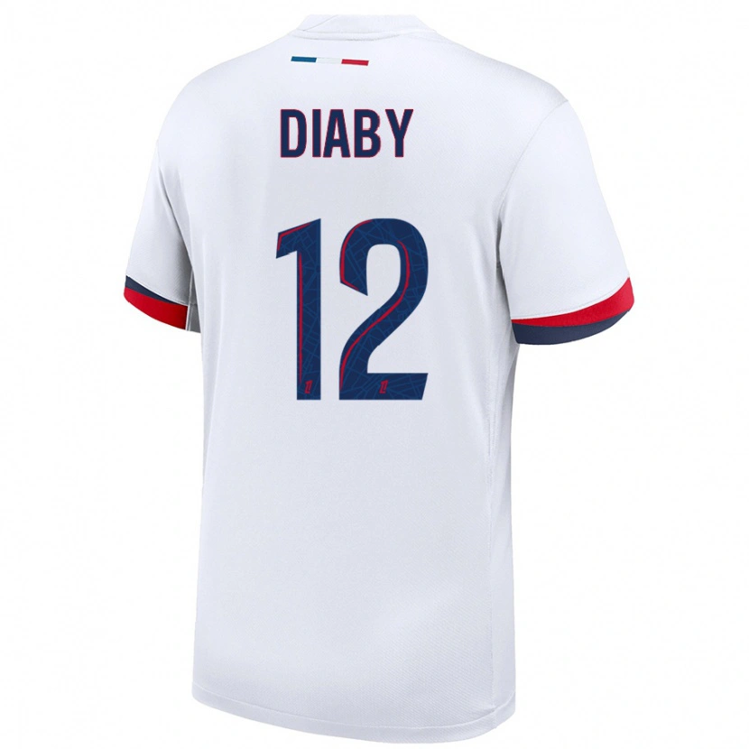 Danxen Pánské Ibrahima Diaby #12 Bílá Modrá Červená Daleko Hráčské Dresy 2024/25 Dres