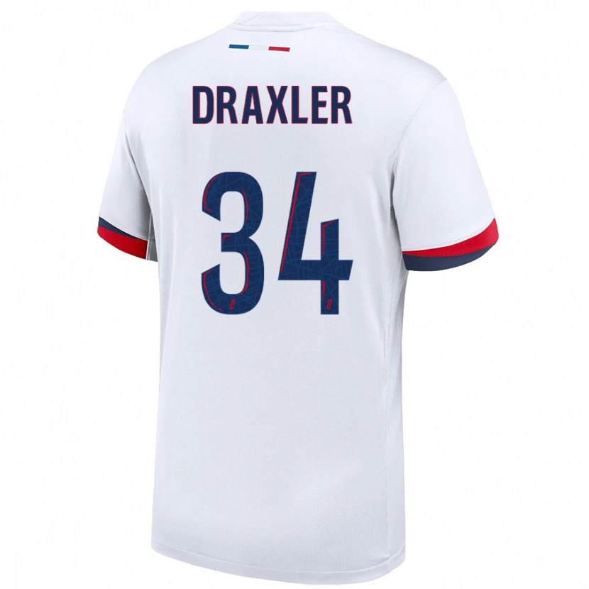 Danxen Pánské Julian Draxler #34 Bílá Modrá Červená Daleko Hráčské Dresy 2024/25 Dres