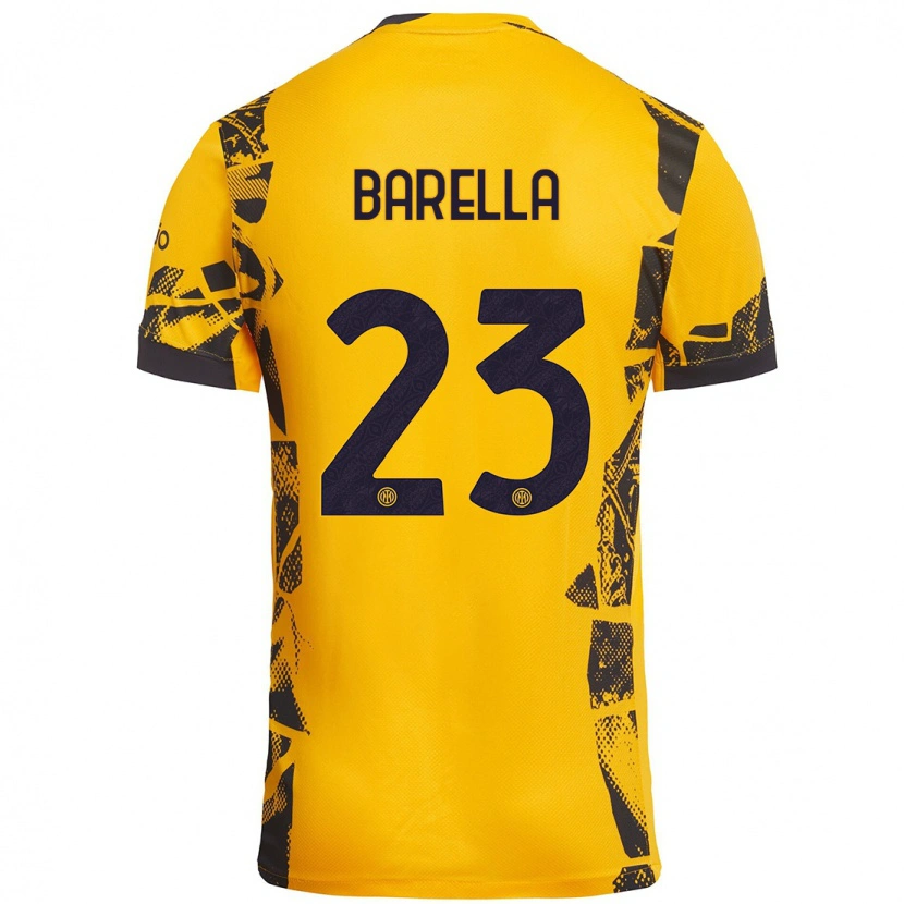 Danxen Pánské Nicolò Barella #23 Zlatá Černá Třetí Hráčské Dresy 2024/25 Dres