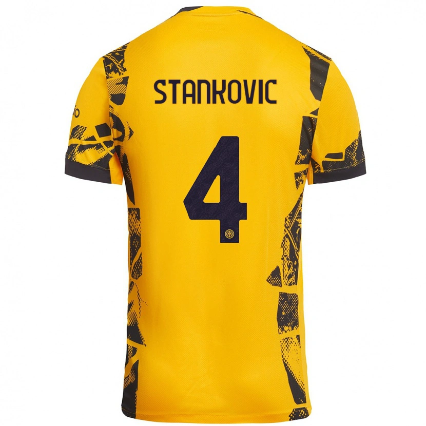 Danxen Pánské Aleksandar Stankovic #4 Zlatá Černá Třetí Hráčské Dresy 2024/25 Dres