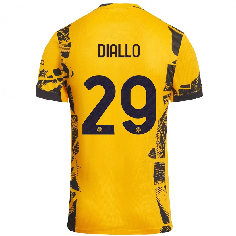 Danxen Pánské Oumar Diallo #29 Zlatá Černá Třetí Hráčské Dresy 2024/25 Dres