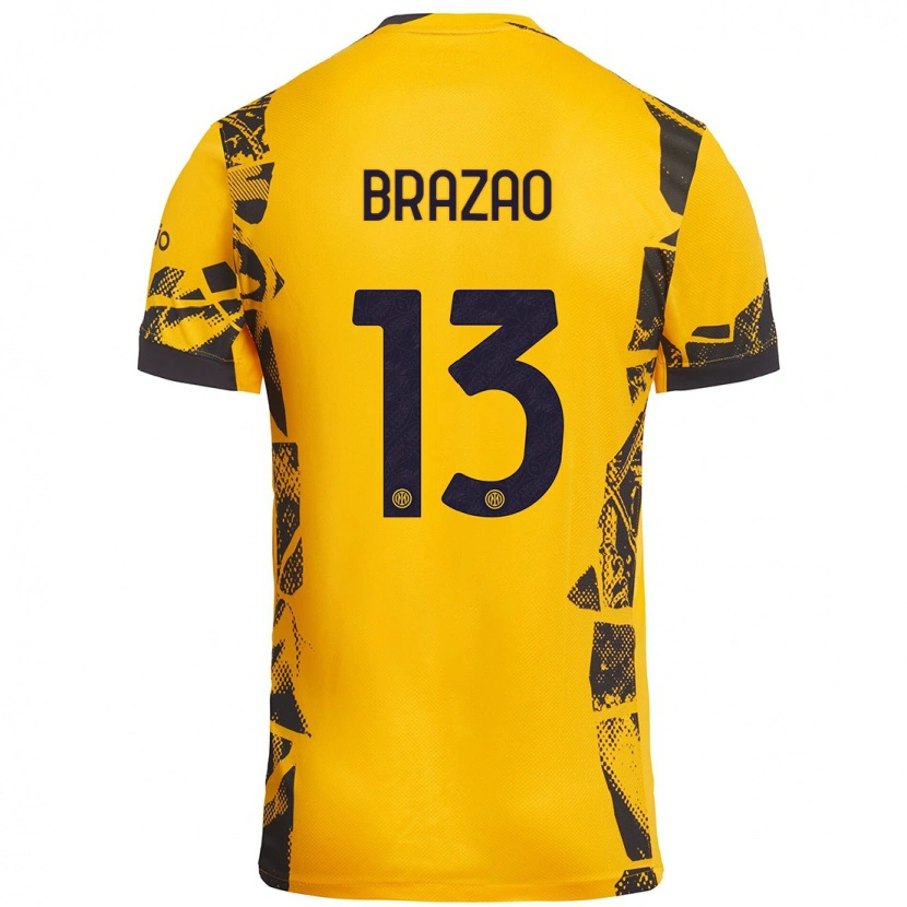 Danxen Pánské Gabriel Brazao #13 Zlatá Černá Třetí Hráčské Dresy 2024/25 Dres